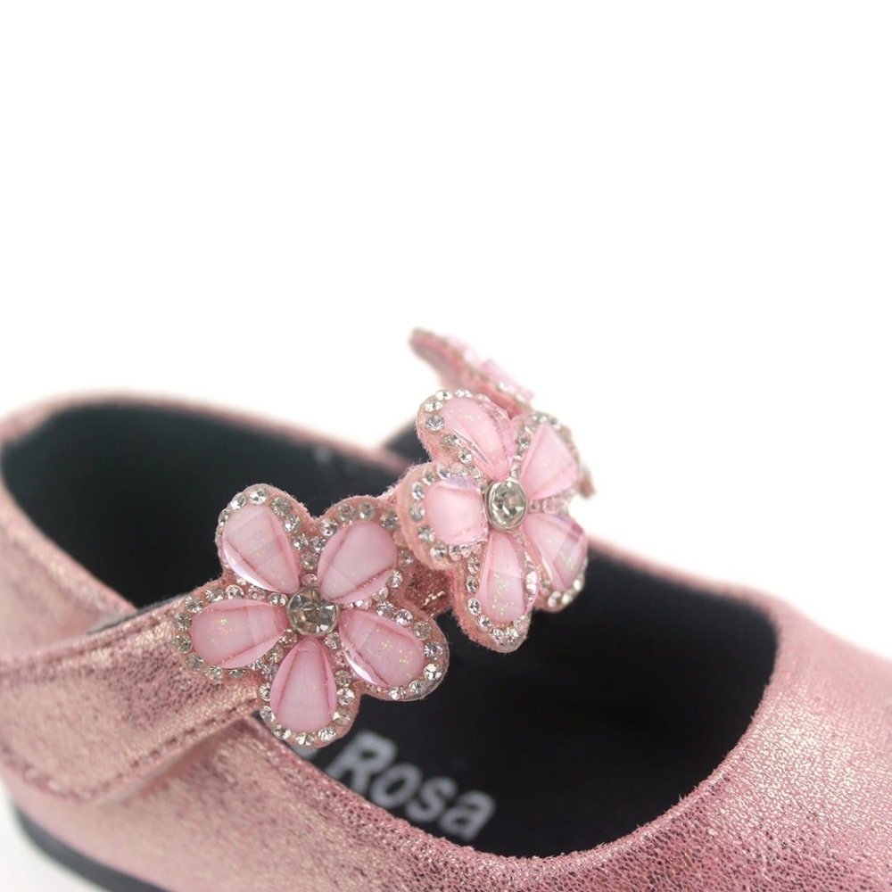 BELLA ROSA | Toddler Little Girls Glitter Pink Flowers Mary Jane Dress Shoes - Picture 4 of 13
